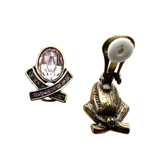 Heidi Daus Light Purple Crystal Bronze Clip Earrings - Picture 3 of 3